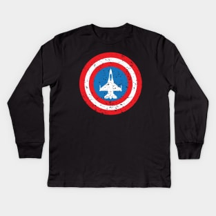 F-16 Fighting Falcon Shield Kids Long Sleeve T-Shirt